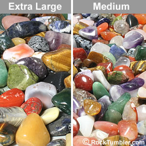 XL stones next to medium