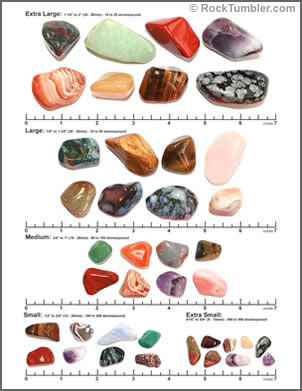 Tumbled Stones: Printable size chart for our stone mixtures.
