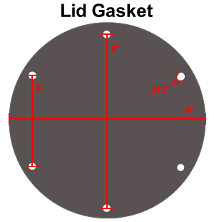 Model B barrel lid gasket dimensions