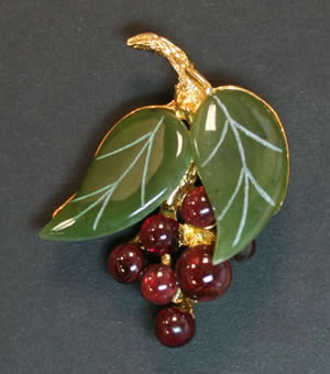 Swoboda garnet cherry brooch 