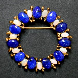 Swoboda opal and lapis brooch