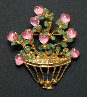 Swoboda rose quartz hearts brooch 