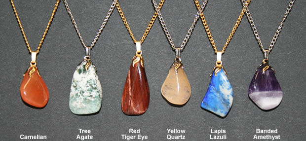 Polished stone necklace pendants