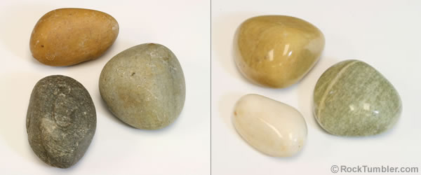 Before and after shot of tumbled rocks found in New Mexico. : r/rockhounds