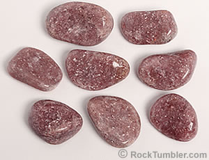 Tumbled stones with coarse grained lepidolite