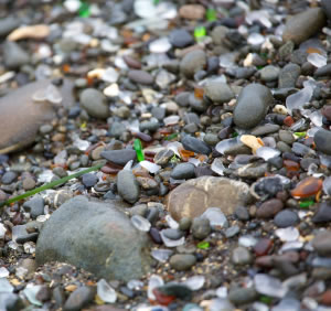 sea glass and rocks at Glass Beach, near Ft. Bragg in Northern California