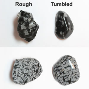 Rough and tumbled snowflake obsidian